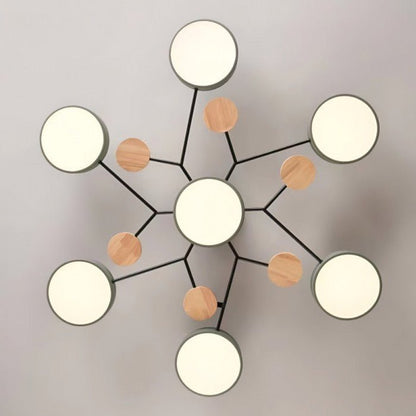 Plafondlamp Scandinavisch met Ronde Schermen en Houten Accenten