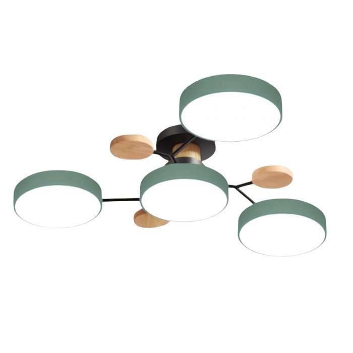 Plafondlamp Scandinavisch met Ronde Schermen en Houten Accenten