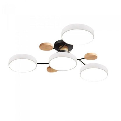 Plafondlamp Scandinavisch met Ronde Schermen en Houten Accenten