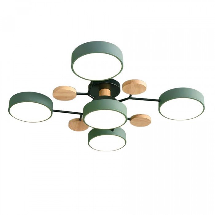Plafondlamp Scandinavisch met Ronde Schermen en Houten Accenten