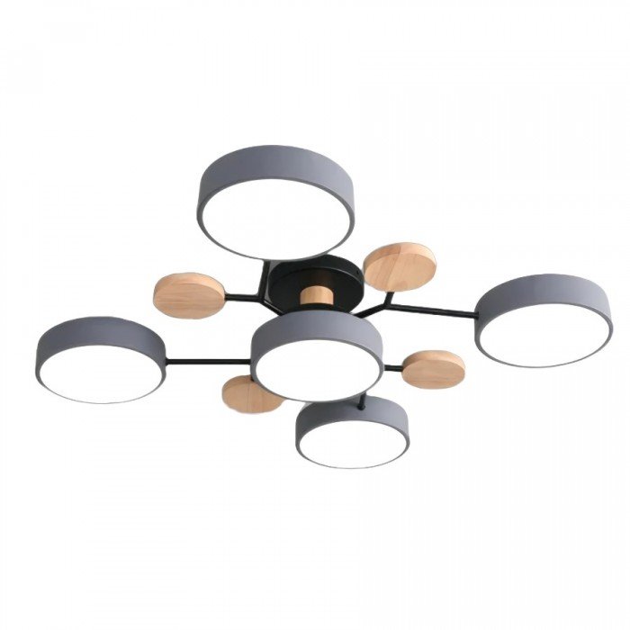 Plafondlamp Scandinavisch met Ronde Schermen en Houten Accenten