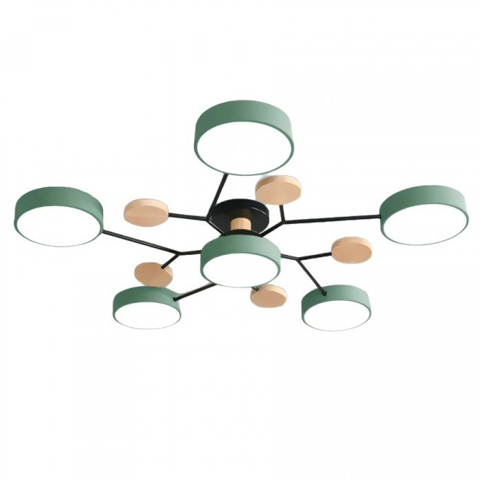 Plafondlamp Scandinavisch met Ronde Schermen en Houten Accenten