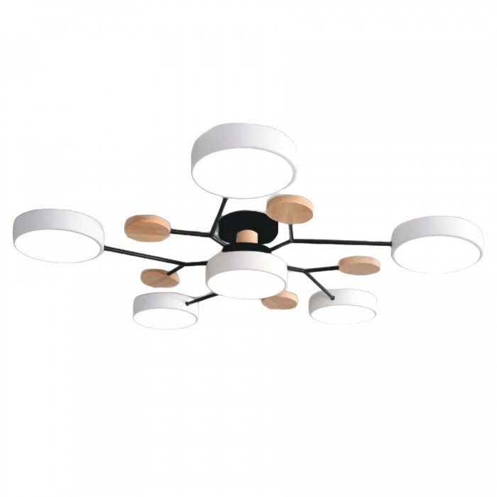 Plafondlamp Scandinavisch met Ronde Schermen en Houten Accenten