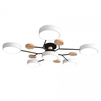 Plafondlamp Scandinavisch met Ronde Schermen en Houten Accenten