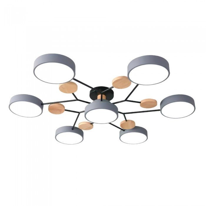 Plafondlamp Scandinavisch met Ronde Schermen en Houten Accenten