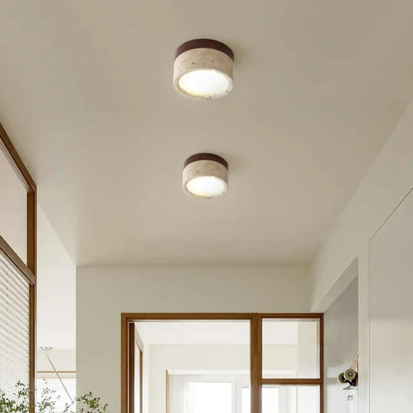 Plafondlamp Scandinavisch met Ronde Stenen Kap en Geïntegreerde LED