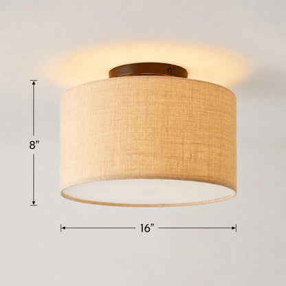 Plafondlamp Scandinavisch met Stoffen Kap en Ronde Trommelform