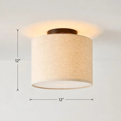 Plafondlamp Scandinavisch met Stoffen Kap en Ronde Trommelform