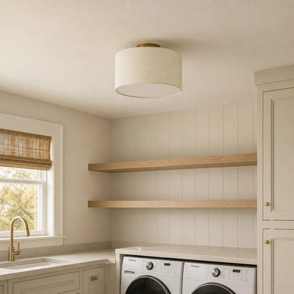 Plafondlamp Scandinavisch met Stoffen Kap en Ronde Trommelform