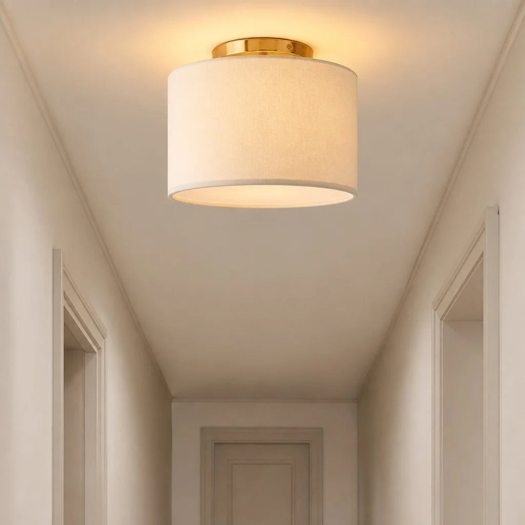 Plafondlamp Scandinavisch met Stoffen Kap en Ronde Trommelform