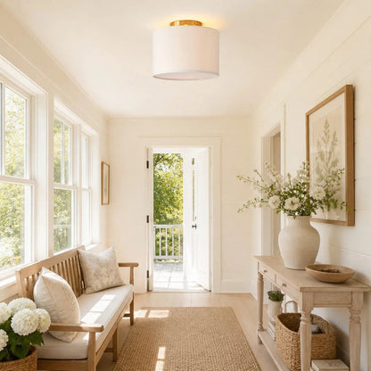 Plafondlamp Scandinavisch met Stoffen Kap en Ronde Trommelform