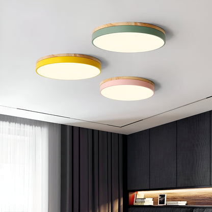 Plafondlamp Scandinavisch Rond LED met Houten Rand en Dimfunctie