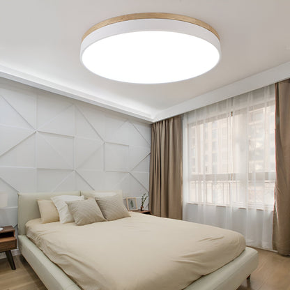 Plafondlamp Scandinavisch Rond LED met Houten Rand en Dimfunctie
