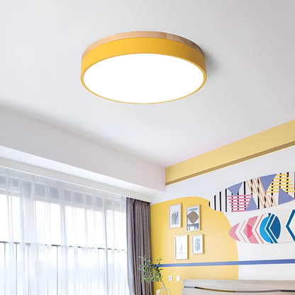 Plafondlamp Scandinavisch Rond LED met Houten Rand en Dimfunctie