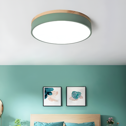 Plafondlamp Scandinavisch Rond LED met Houten Rand en Dimfunctie