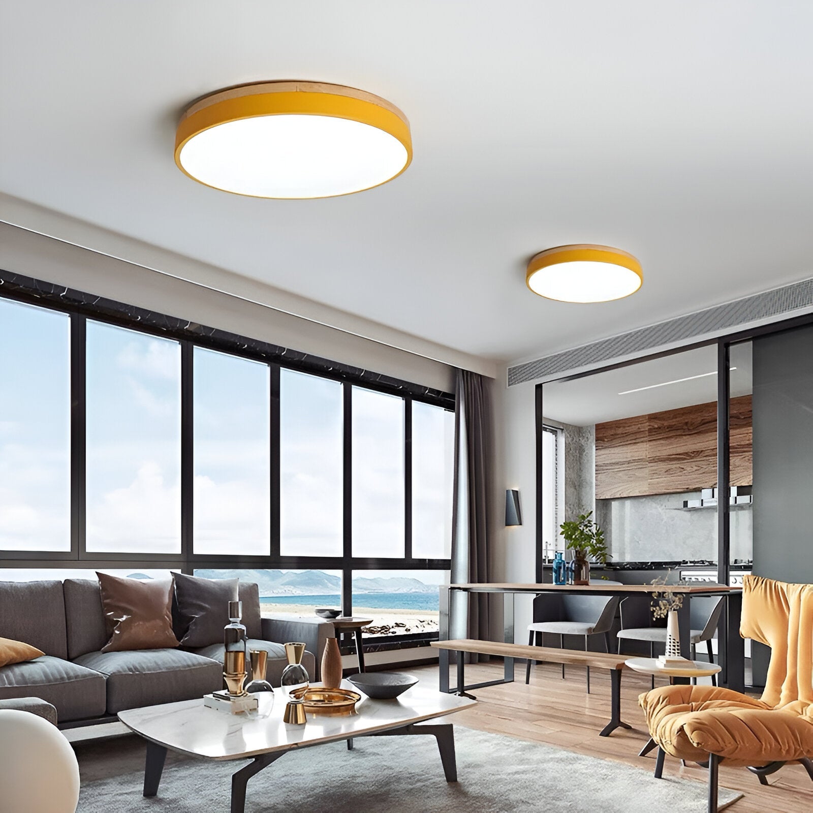 Plafondlamp Scandinavisch Rond LED met Houten Rand en Dimfunctie
