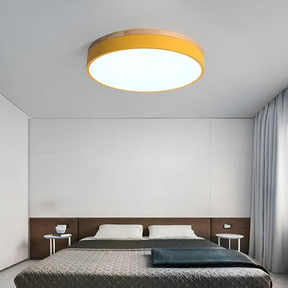 Plafondlamp Scandinavisch Rond LED met Houten Rand en Dimfunctie