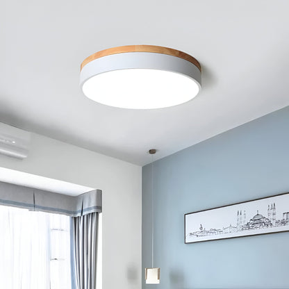 Plafondlamp Scandinavisch Rond LED met Houten Rand en Dimfunctie