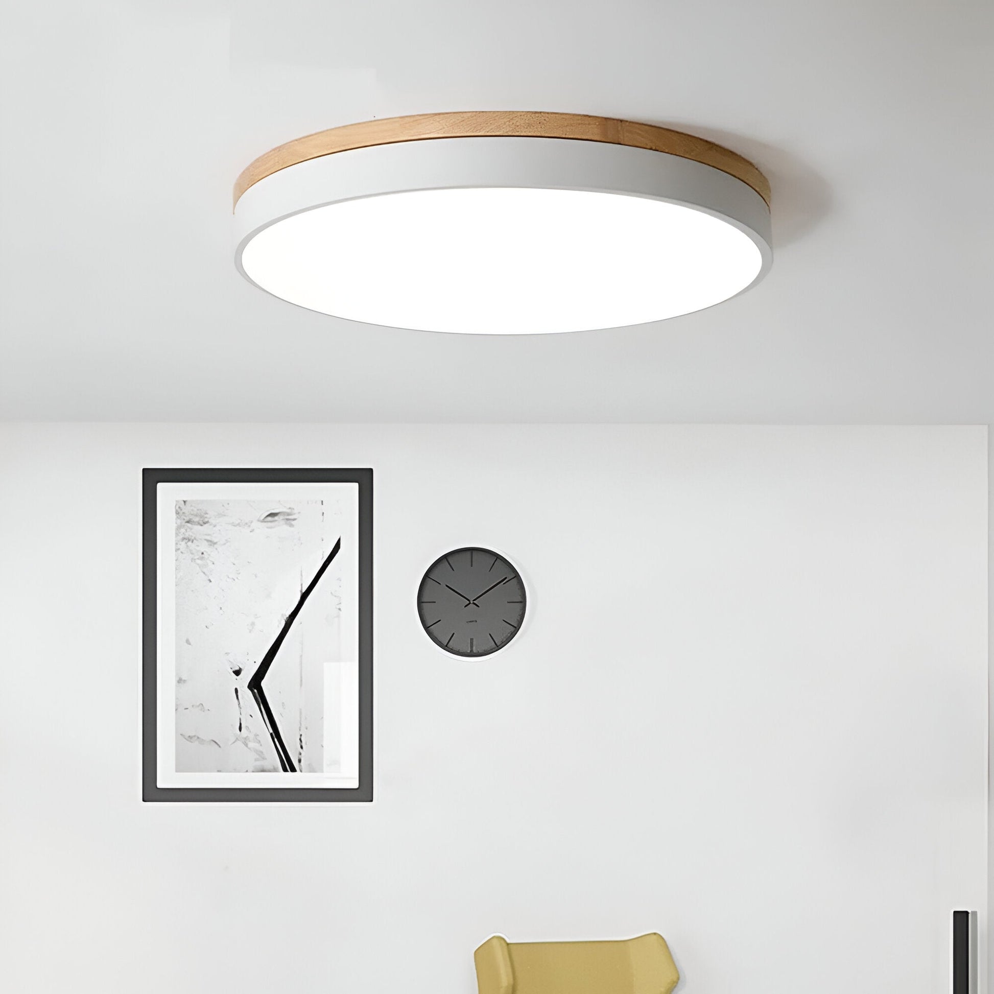 Plafondlamp Scandinavisch Rond LED met Houten Rand en Dimfunctie