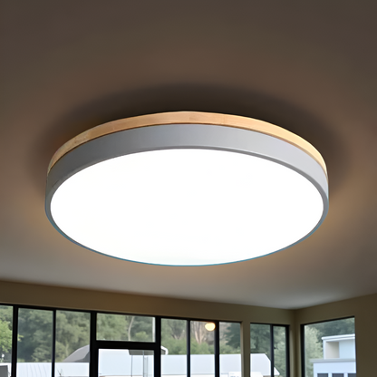 Plafondlamp Scandinavisch Rond LED met Houten Rand en Dimfunctie