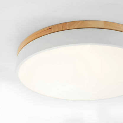 Plafondlamp Scandinavisch Rond LED met Houten Rand en Dimfunctie