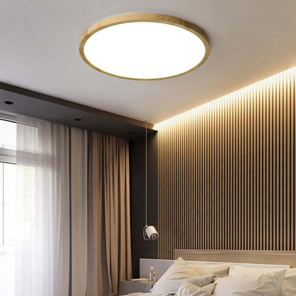 Plafondlamp Scandinavisch Rond met Houten Rand en Geïntegreerde LED