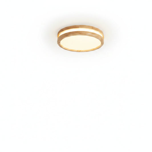 Plafondlamp Scandinavisch Rond met Houten Rand en Geïntegreerde LED