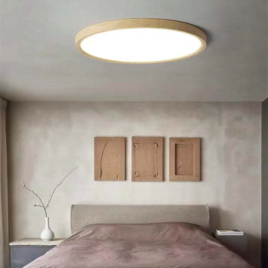 Plafondlamp Scandinavisch Rond met Houten Rand en Geïntegreerde LED