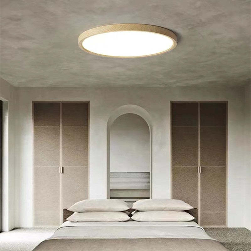 Plafondlamp Scandinavisch Rond met Houten Rand en Geïntegreerde LED