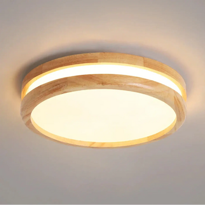 Plafondlamp Scandinavisch Rond met Houten Rand en Geïntegreerde LED