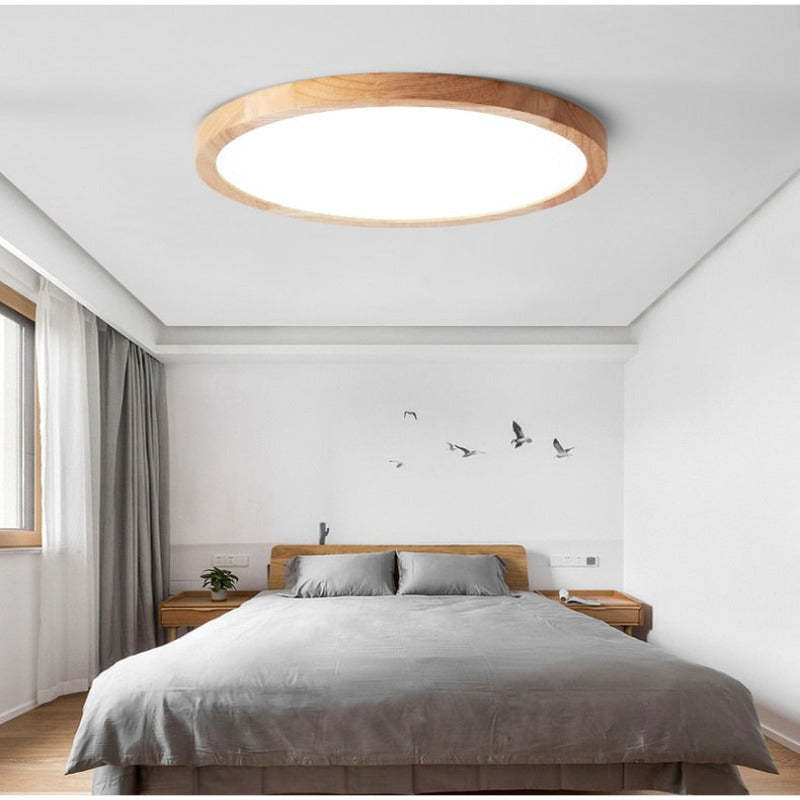 Plafondlamp Scandinavisch Rond met Houten Rand en Geïntegreerde LED