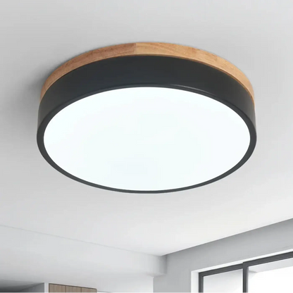 Plafondlamp Scandinavisch Rond met Houten Rand en Geïntegreerde LED