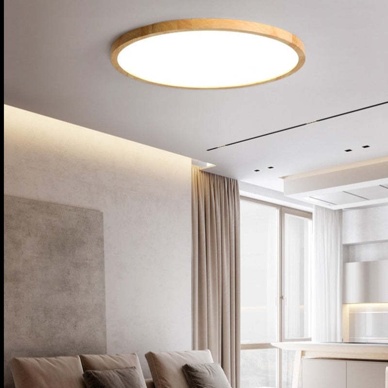Plafondlamp Scandinavisch Rond met Houten Rand en Geïntegreerde LED