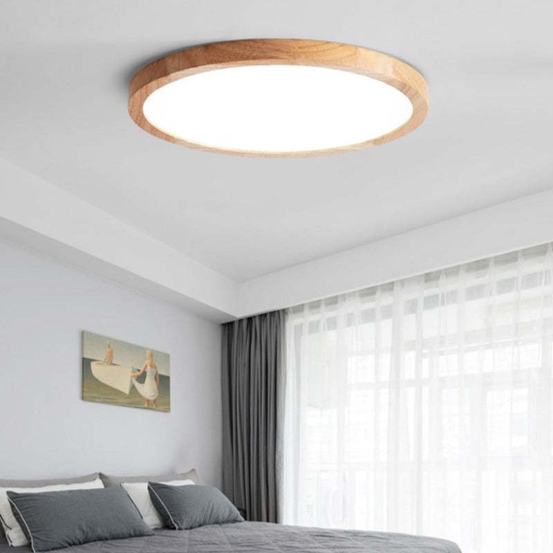 Plafondlamp Scandinavisch Rond met Houten Rand en Geïntegreerde LED