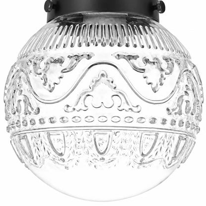 Plafondlamp Vintage met Gegraveerde Glazen Bol en Messing Fitting