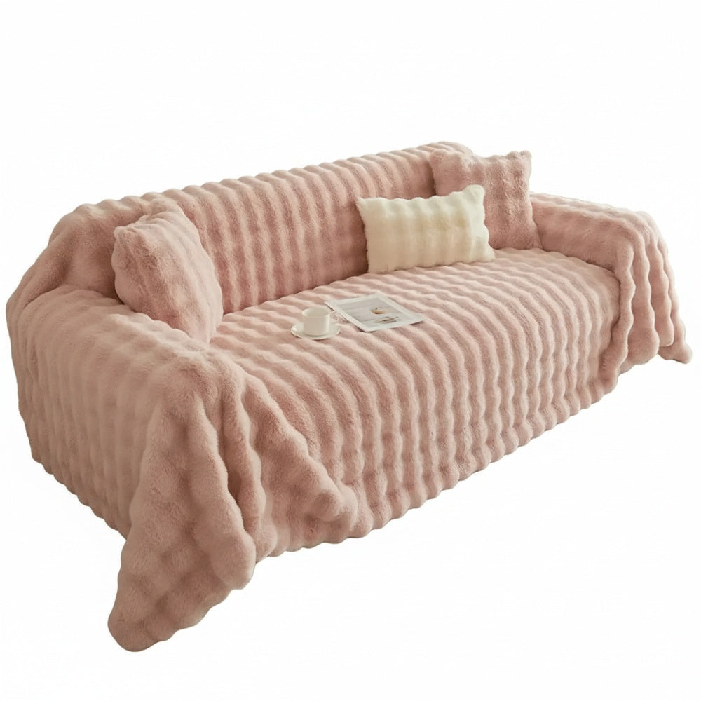Pluche Bankhoes met Golvend Faux Fur Patroon en Antislip Achterkant