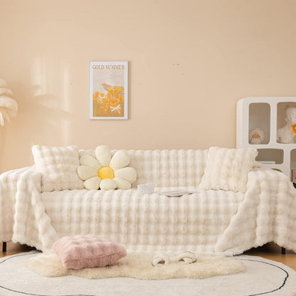 Pluche Bankhoes met Golvend Faux Fur Patroon en Antislip Achterkant