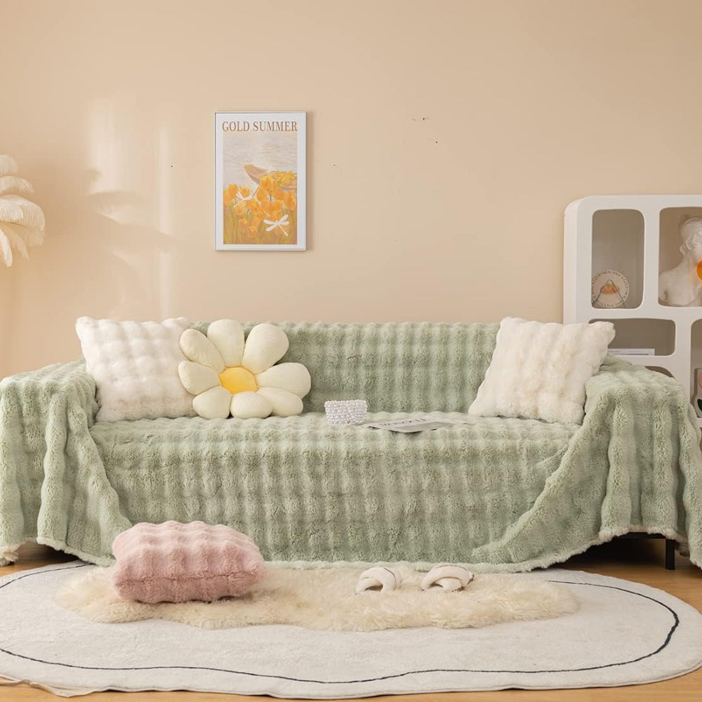 Pluche Bankhoes met Golvend Faux Fur Patroon en Antislip Achterkant