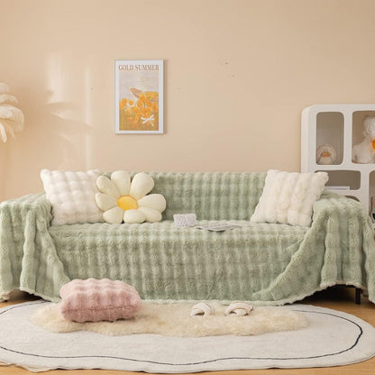 Pluche Bankhoes met Golvend Faux Fur Patroon en Antislip Achterkant