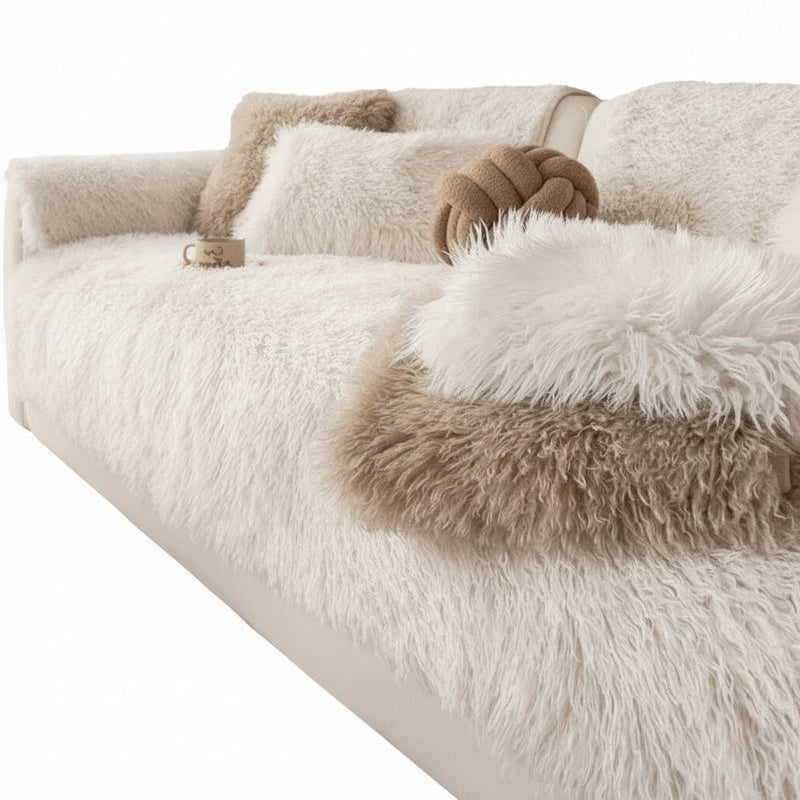 Pluche Bankhoes met Langharige Nepbont Textuur voor Bank en Sofa