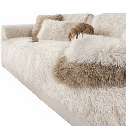 Pluche Bankhoes met Langharige Nepbont Textuur voor Bank en Sofa