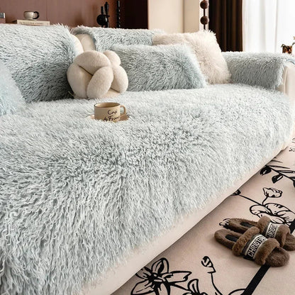 Pluche Bankhoes met Langharige Nepbont Textuur voor Bank en Sofa