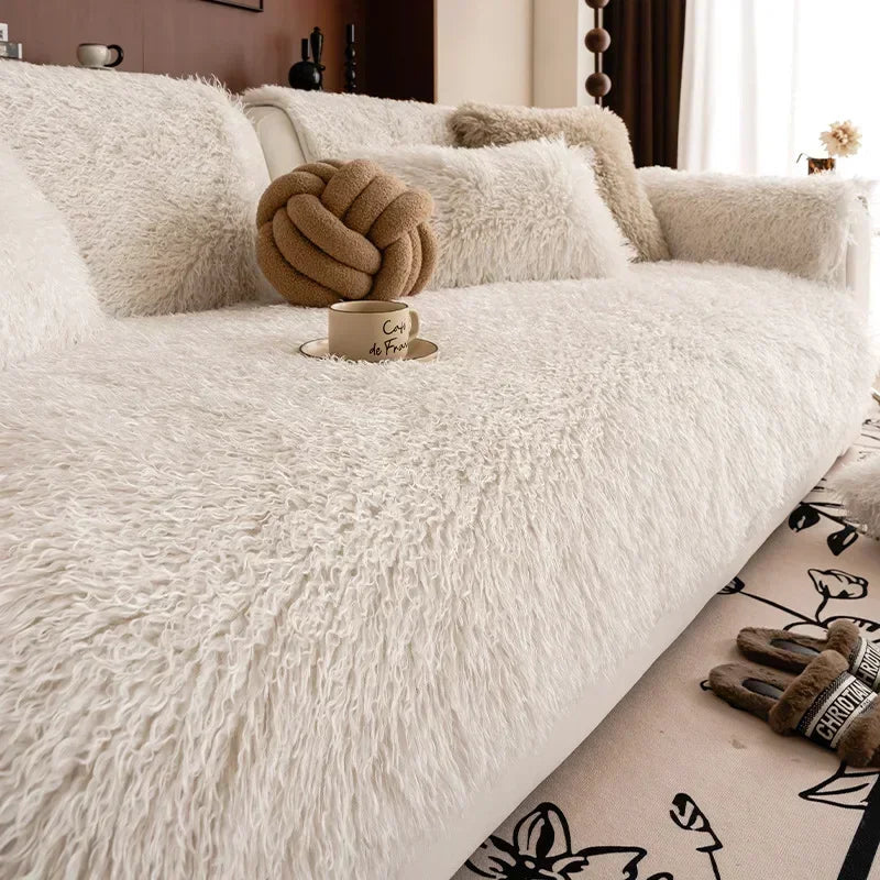 Pluche Bankhoes met Langharige Nepbont Textuur voor Bank en Sofa