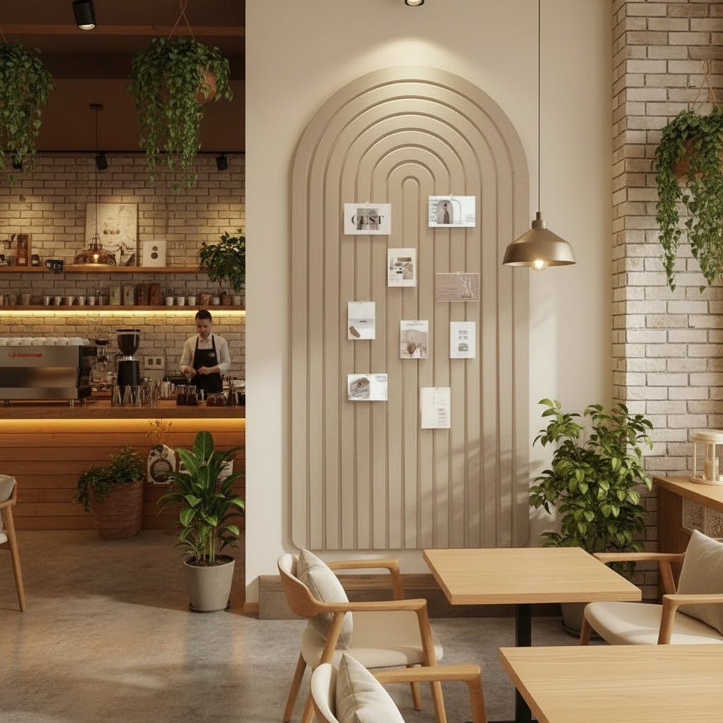 Prikbord Wanddecoratie met Boogvorm en Geribbeld Viltoppervlak