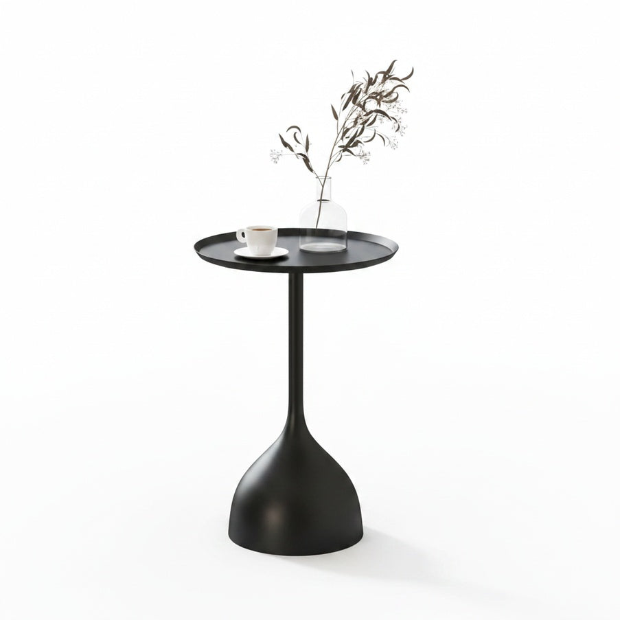 Ronde Bijzettafel Minimalistisch met Trompetvormige Voet en Rond Tafelblad
