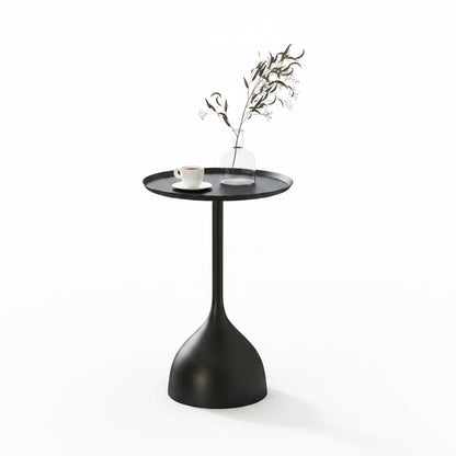 Ronde Bijzettafel Minimalistisch met Trompetvormige Voet en Rond Tafelblad