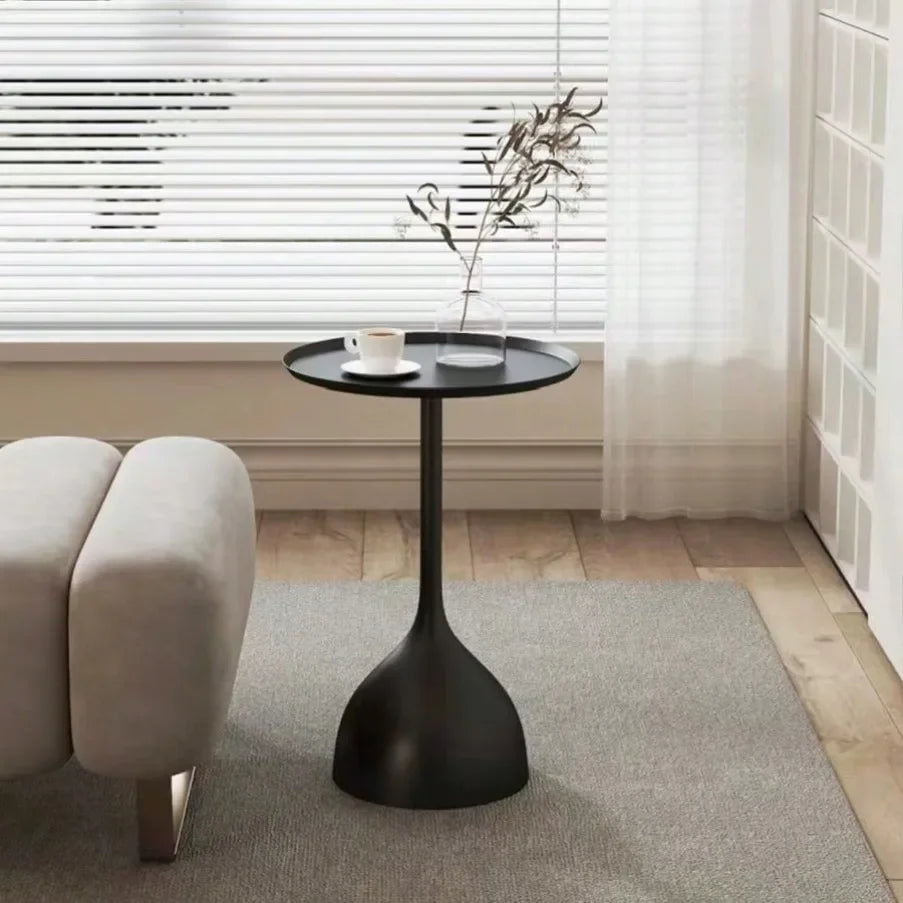 Ronde Bijzettafel Minimalistisch met Trompetvormige Voet en Rond Tafelblad