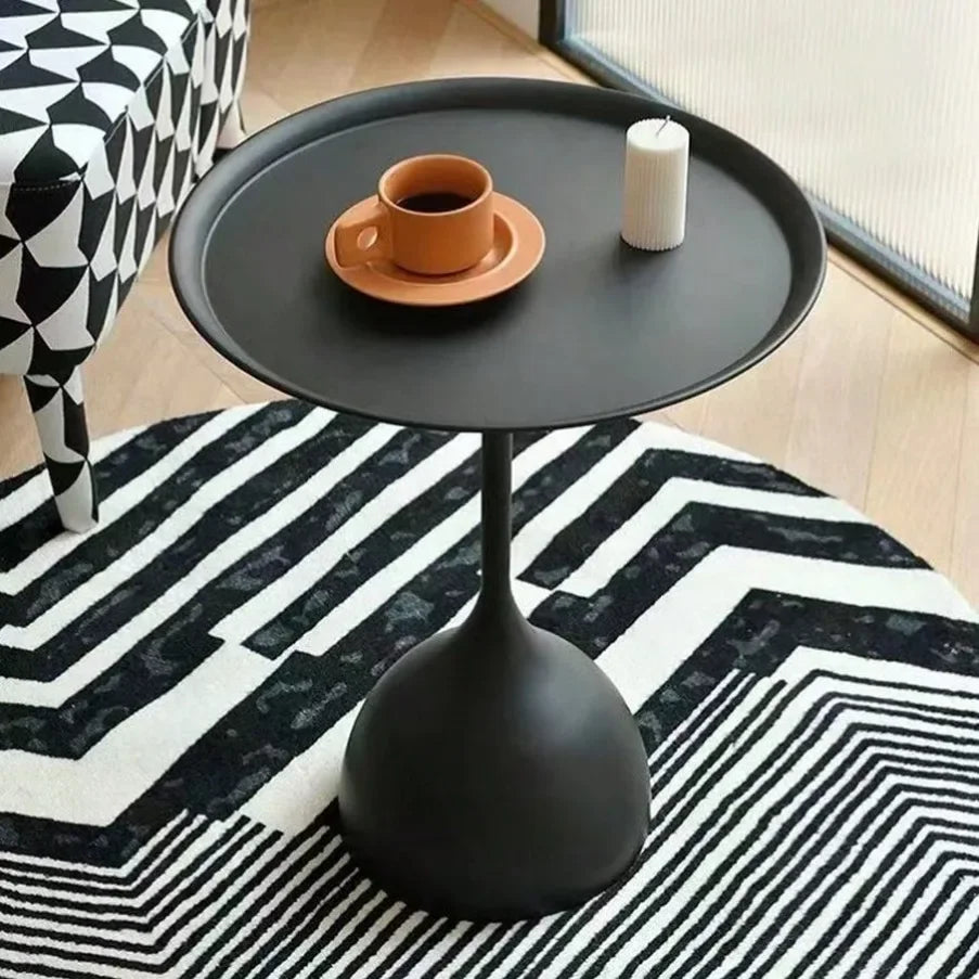 Ronde Bijzettafel Minimalistisch met Trompetvormige Voet en Rond Tafelblad
