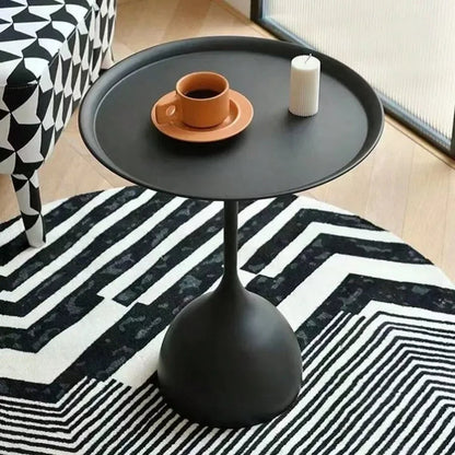 Ronde Bijzettafel Minimalistisch met Trompetvormige Voet en Rond Tafelblad
