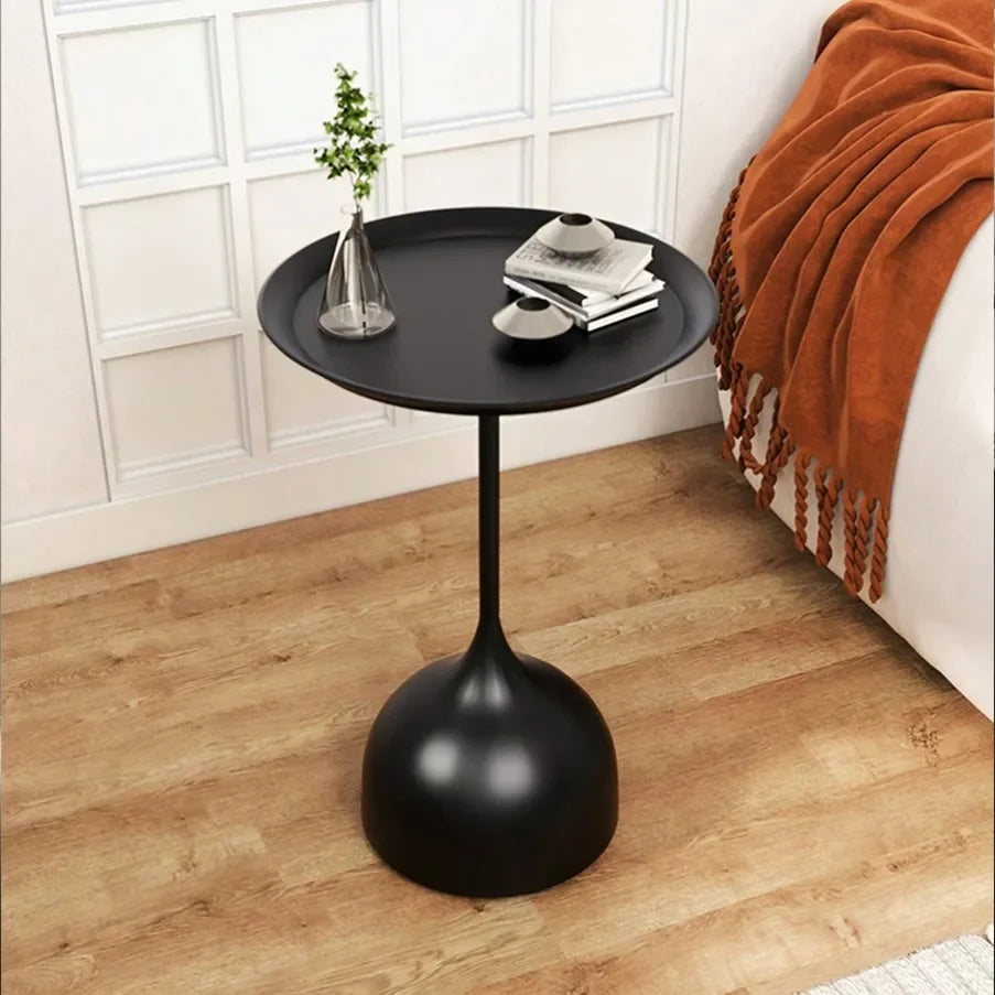 Ronde Bijzettafel Minimalistisch met Trompetvormige Voet en Rond Tafelblad